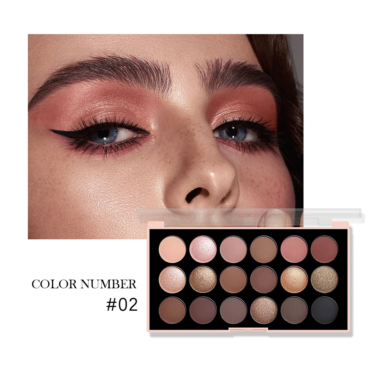 18-Color Long-Lasting Eyeshadow Palette with Matte & Glitter Shades