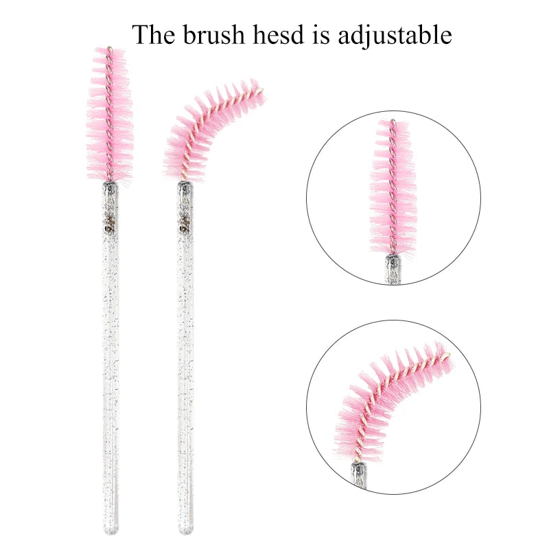 50PCS Disposable Crystal Eyelash Mascara Wands Makeup Brush Set