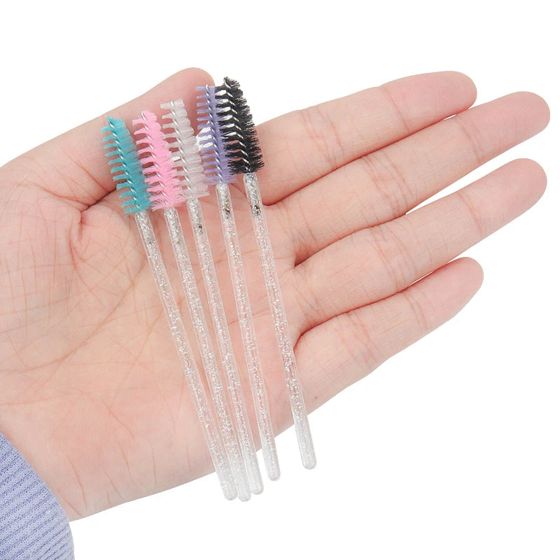 50PCS Disposable Crystal Eyelash Mascara Wands Makeup Brush Set