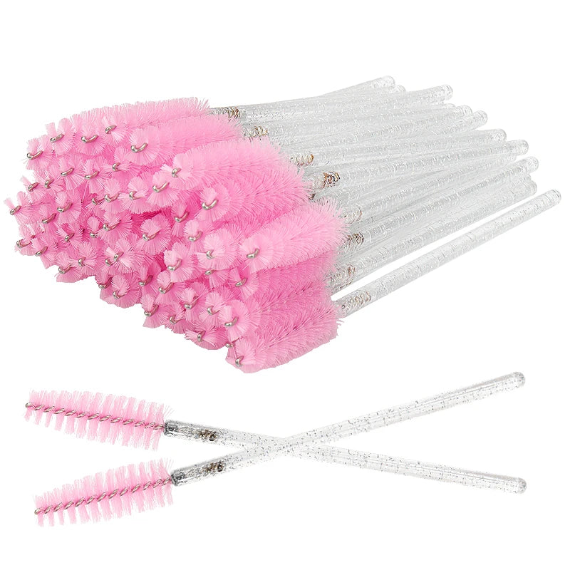 50PCS Disposable Crystal Eyelash Mascara Wands Makeup Brush Set