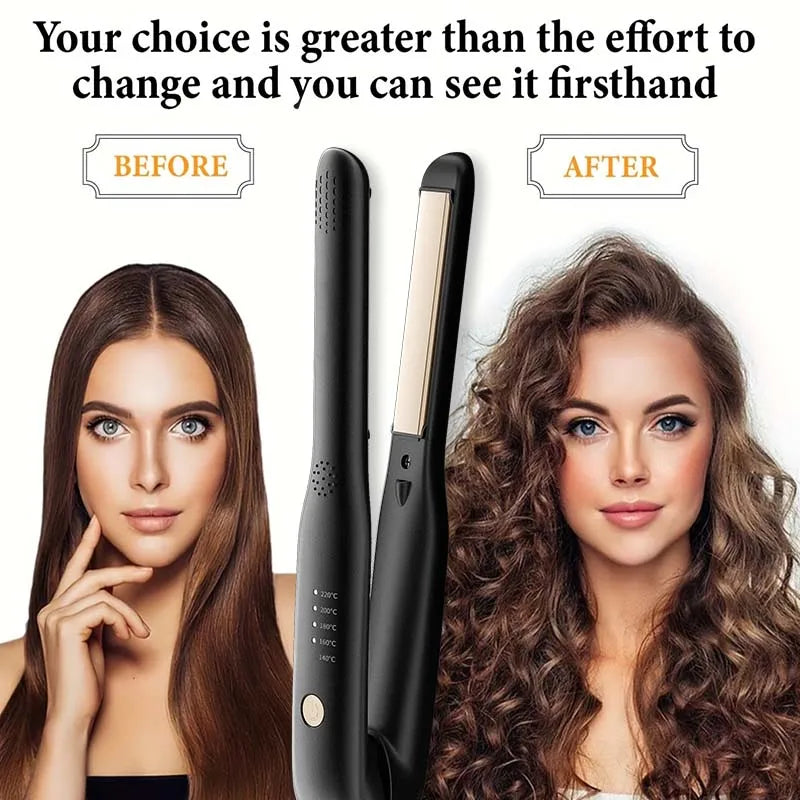 2-in-1 Mini Hair Straightener & Curler for Travel Styling