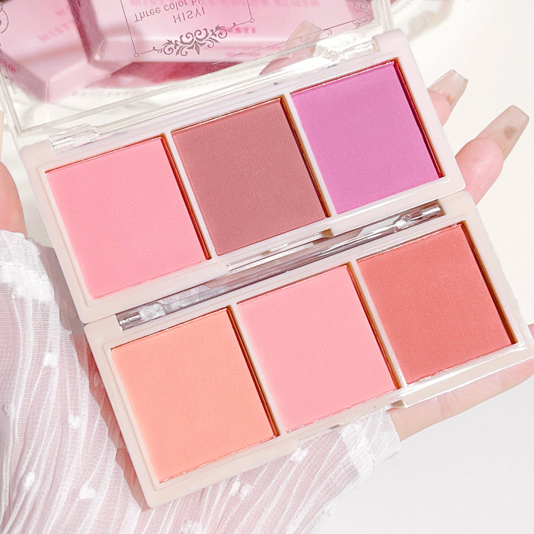 Three-Color Matte Blush Palette for Natural Rosy Glow