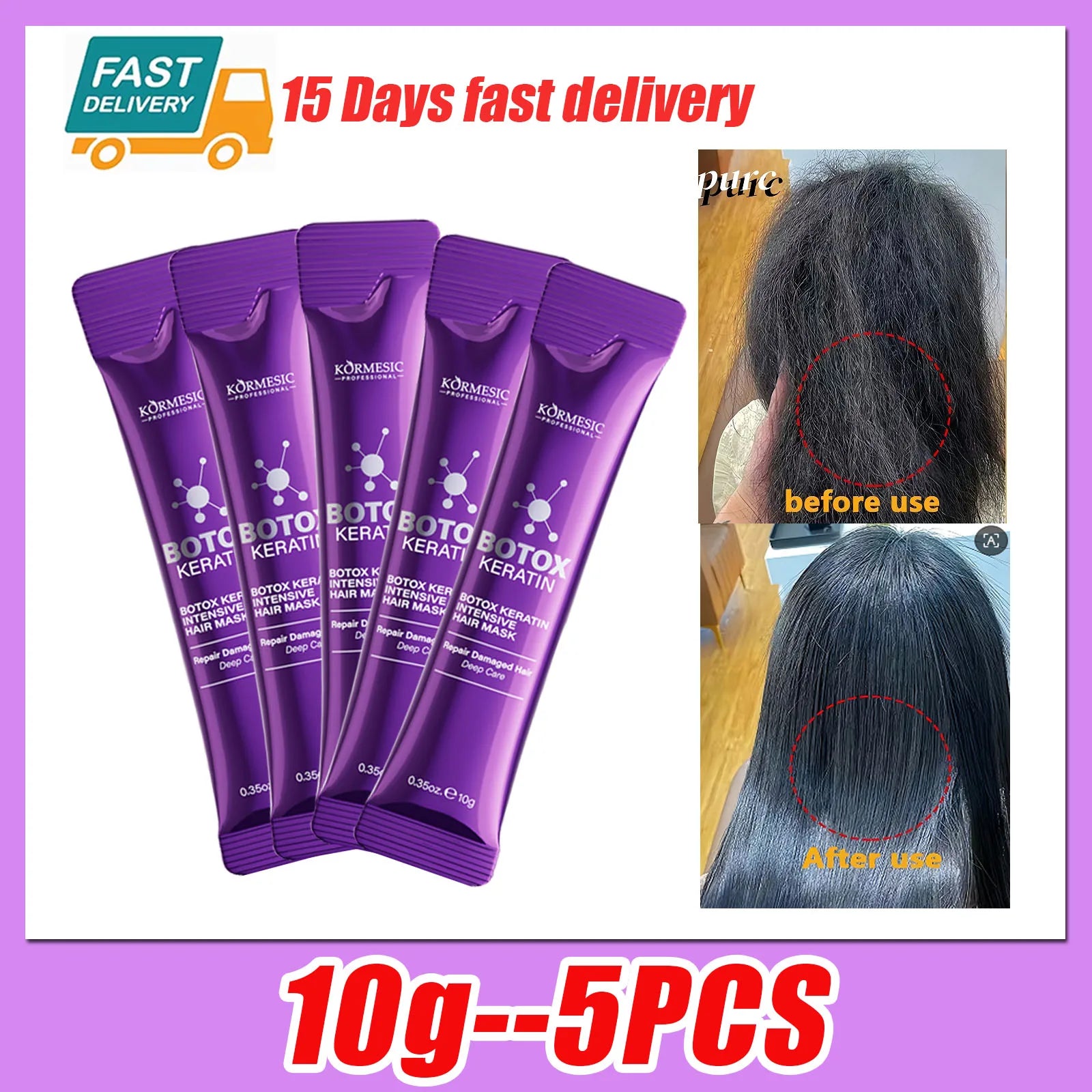 Keratin Hair Repair Mask for Smooth Shiny & Frizz-Free Hair