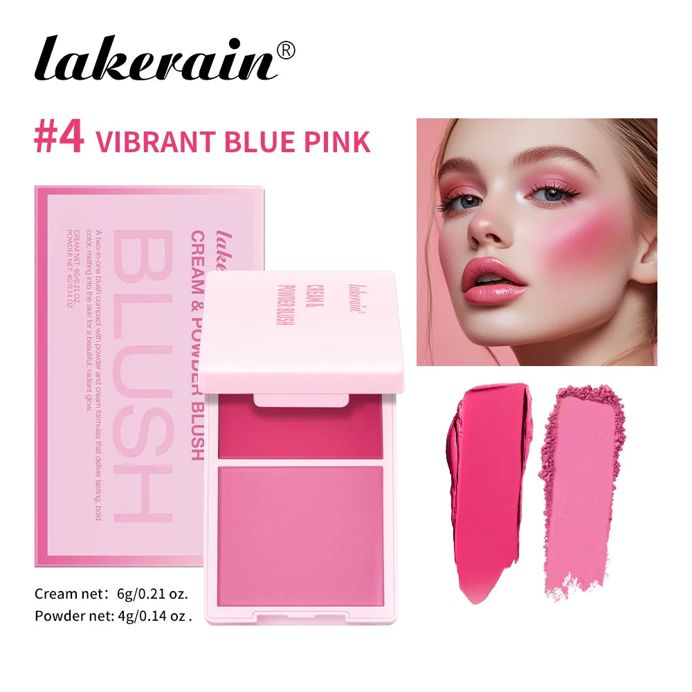 5-Color Matte Cream & Powder Blush Palette for Natural Rosy Glow