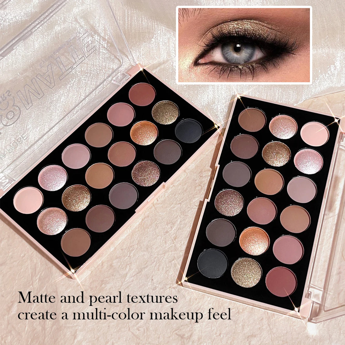 18-Color Long-Lasting Eyeshadow Palette with Matte & Glitter Shades