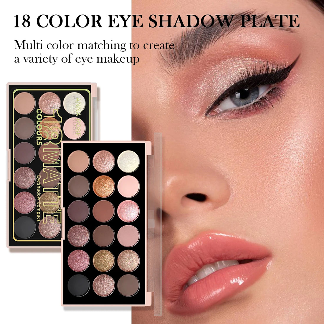 18-Color Long-Lasting Eyeshadow Palette with Matte & Glitter Shades