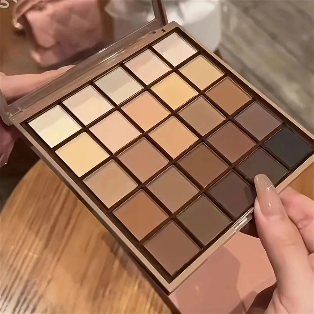 25-Color Neutral Earth Tone Eyeshadow Palette with Matte & Shimmer Shades
