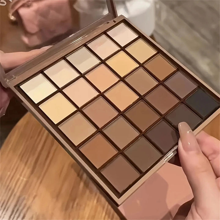25-Color Neutral Earth Tone Eyeshadow Palette with Matte & Shimmer Shades