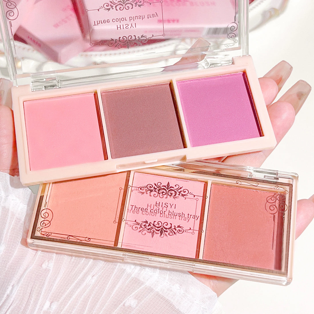 Three-Color Matte Blush Palette for Natural Rosy Glow
