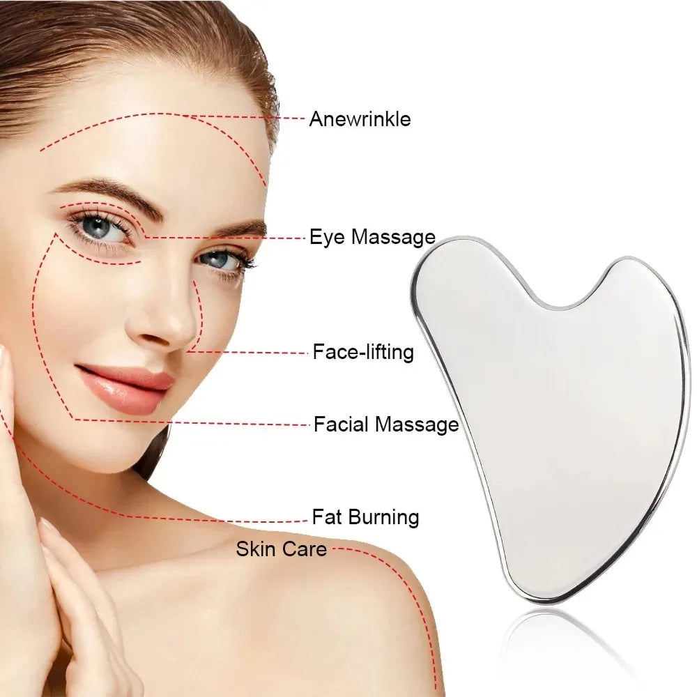 Stainless Steel Face Ice Roller & Gua Sha Massage Tool Set