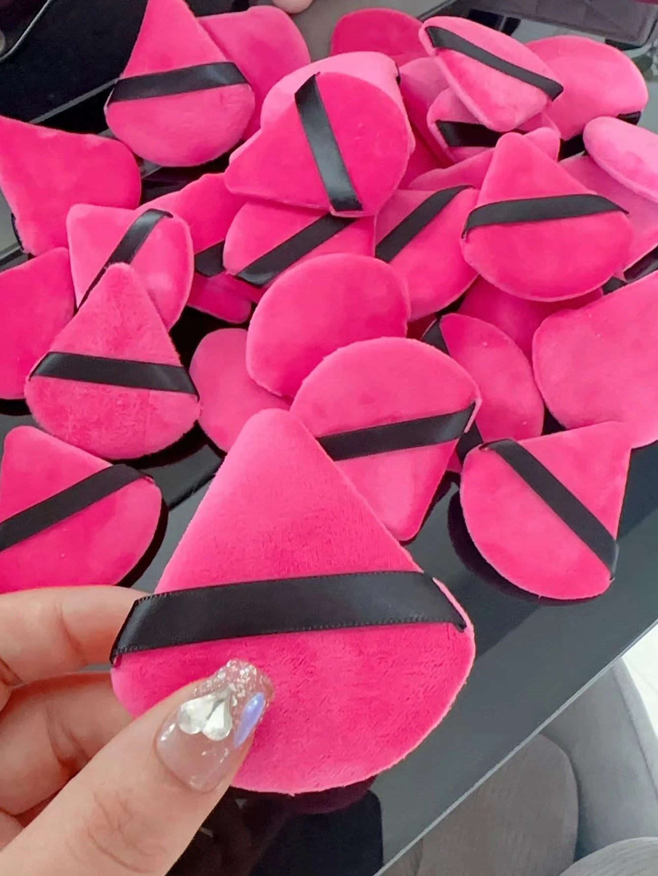 50PCS Triangle Powder Puff Set for Foundation & Loose Powder