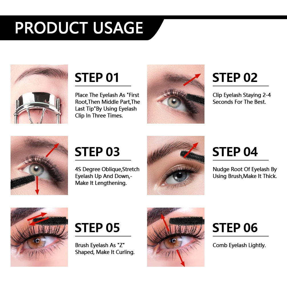 4D Silk Fiber Waterproof Mascara for Thick Long Lashes