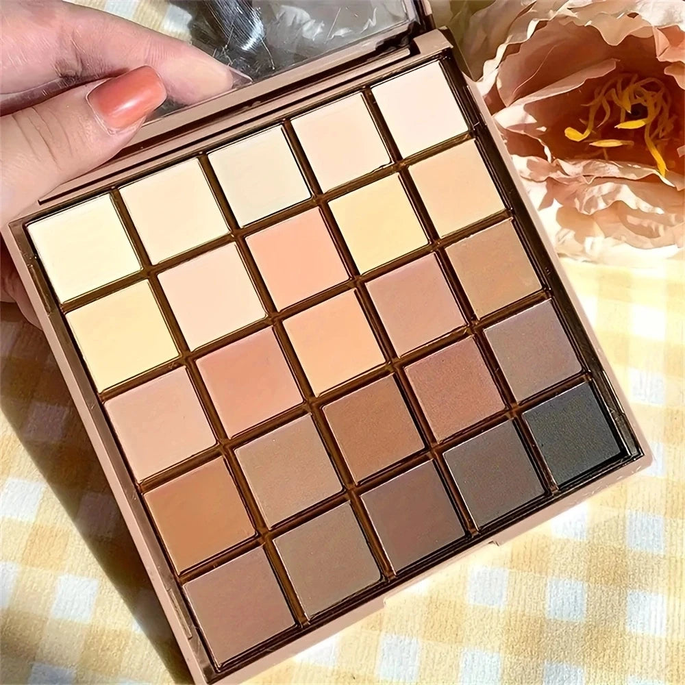 25-Color Neutral Earth Tone Eyeshadow Palette with Matte & Shimmer Shades