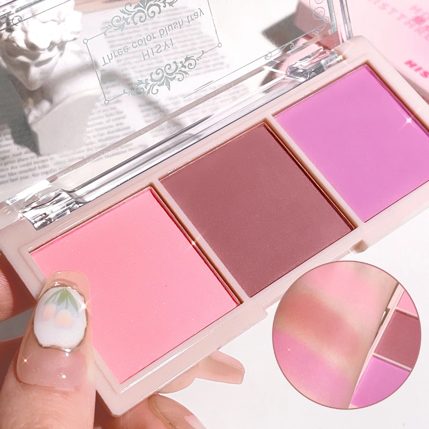 Three-Color Matte Blush Palette for Natural Rosy Glow