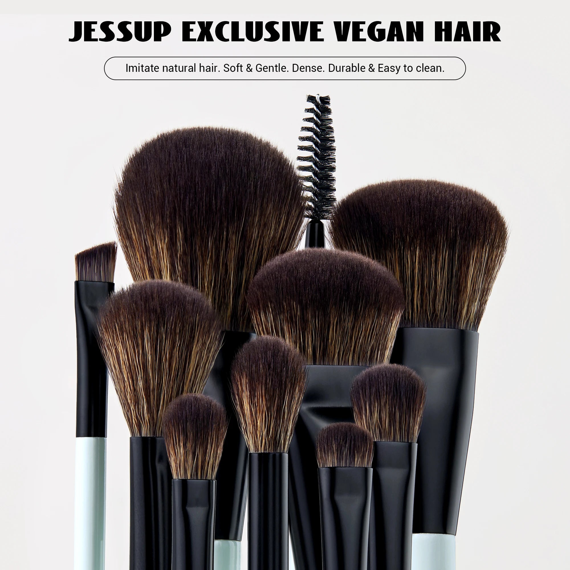 Jessup Double-Sided Makeup Brush Set for Foundation & Blending