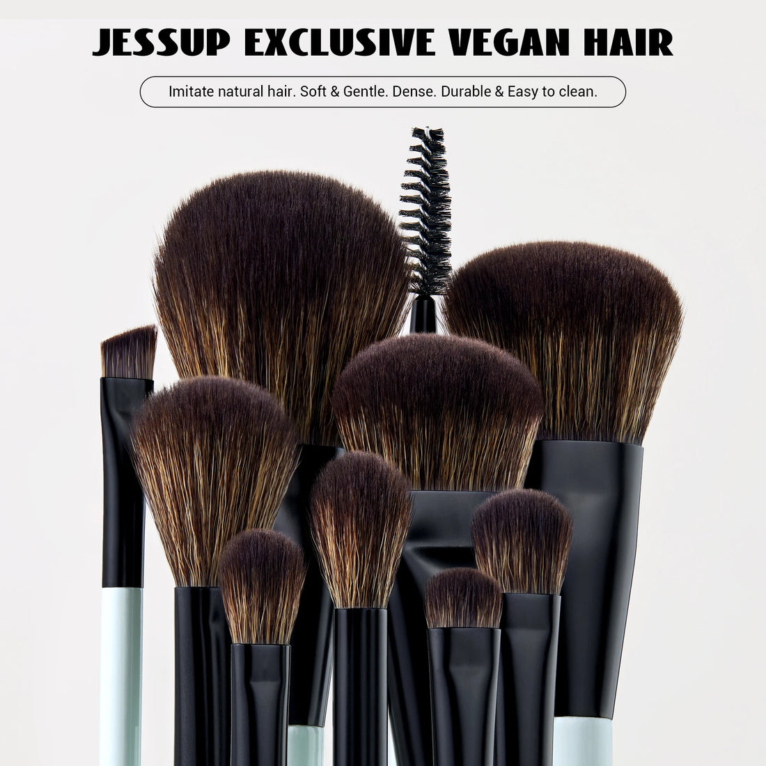 Jessup Double-Sided Makeup Brush Set for Foundation & Blending