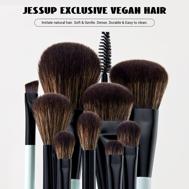 Jessup Double-Sided Makeup Brush Set for Foundation & Blending