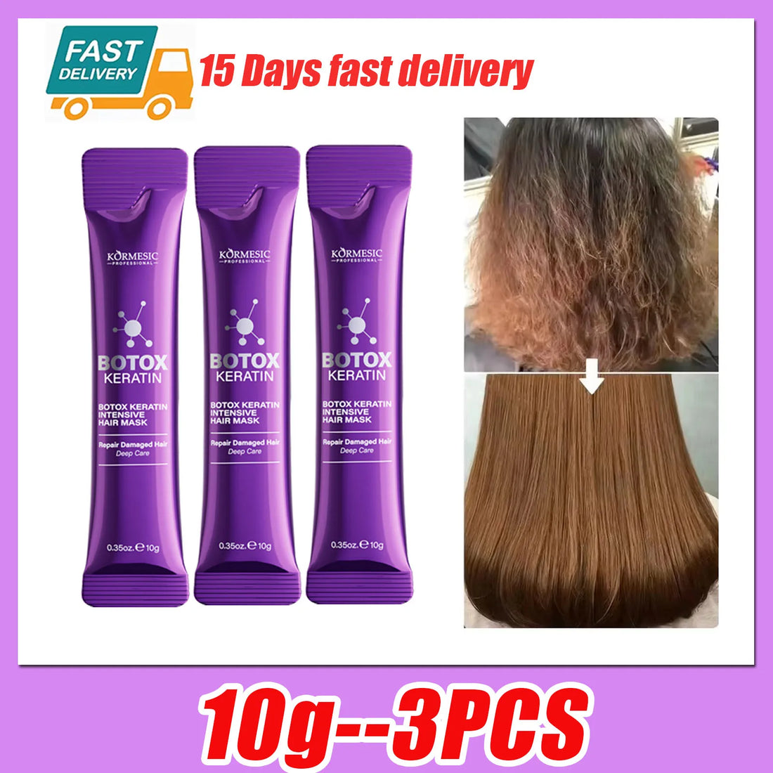 Keratin Hair Repair Mask for Smooth Shiny & Frizz-Free Hair