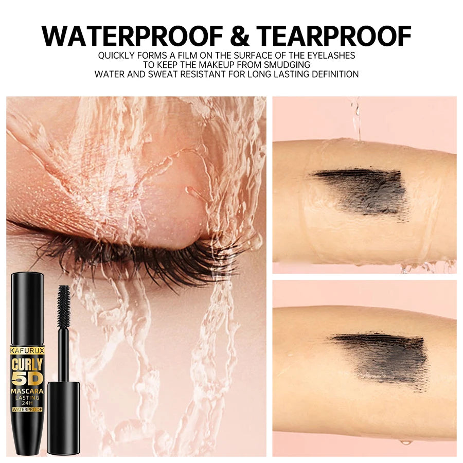 5D Black Waterproof Silk Fiber Mascara for Long Thick Lashes