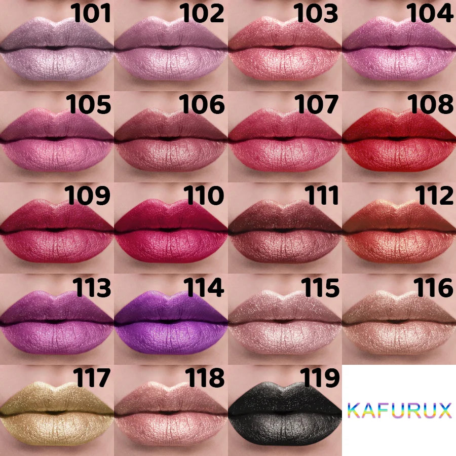 21-Color Glitter Metallic Lipstick Set with Pearlescent Matte Finish
