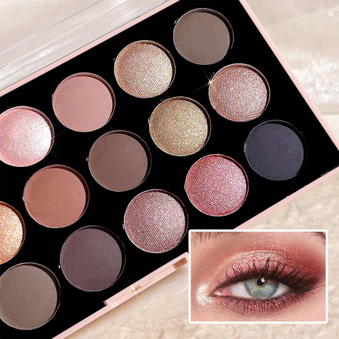 18-Color Long-Lasting Eyeshadow Palette with Matte & Glitter Shades