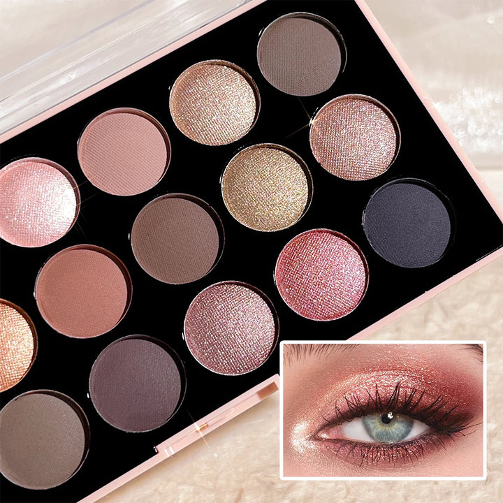 18-Color Long-Lasting Eyeshadow Palette with Matte & Glitter Shades