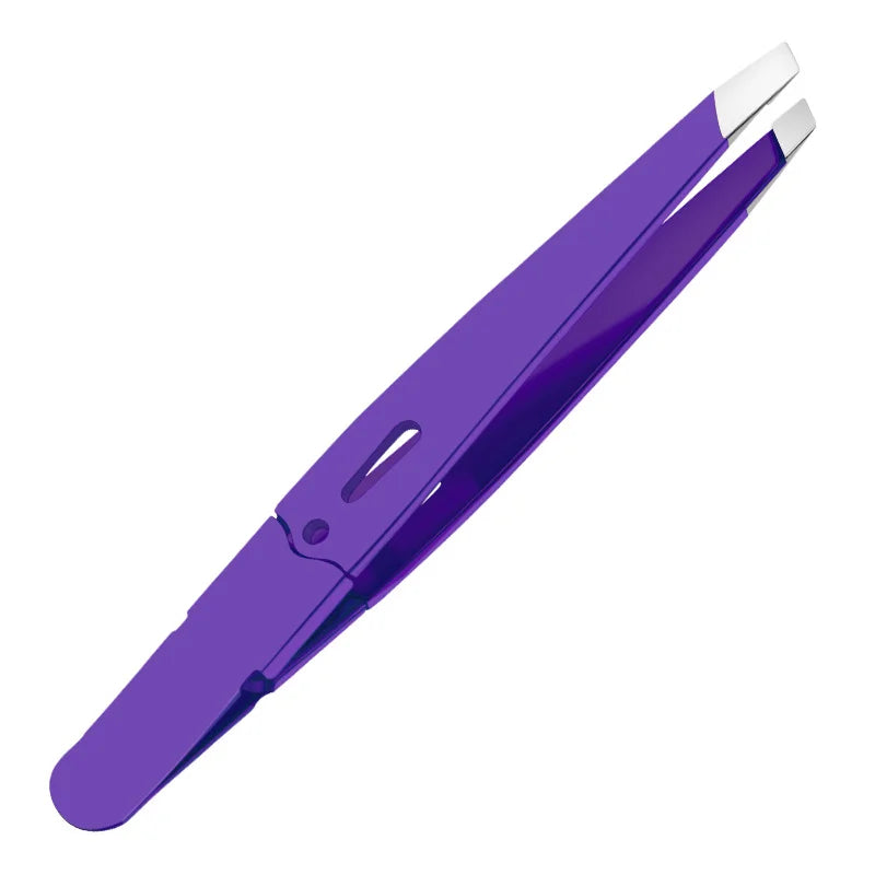 Stainless Steel Slanted Eyebrow Tweezers for Precision Grooming