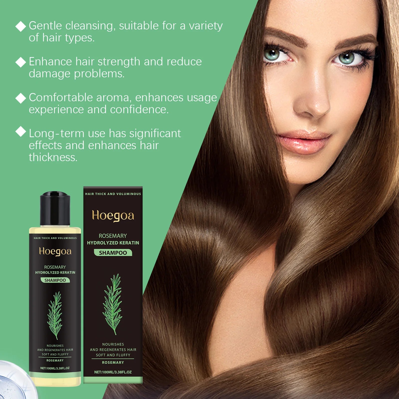 3PCS Rosemary Keratin Hair Growth Shampoo for Thick & Smooth Hair