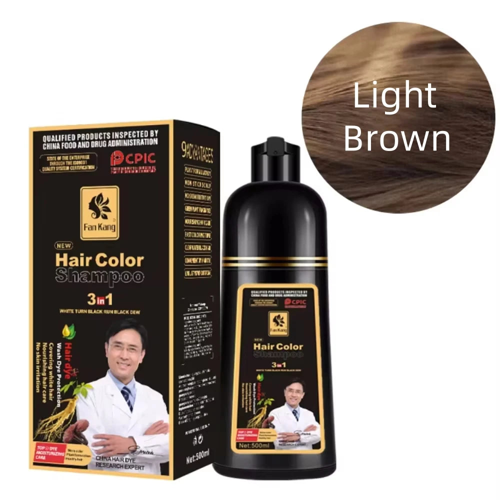 3-in-1 Herbal Black Hair Dye Shampoo for Gray Hair Coverage