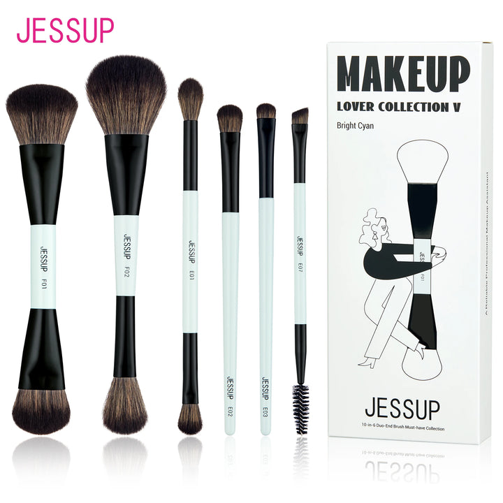 Jessup Double-Sided Makeup Brush Set for Foundation & Blending