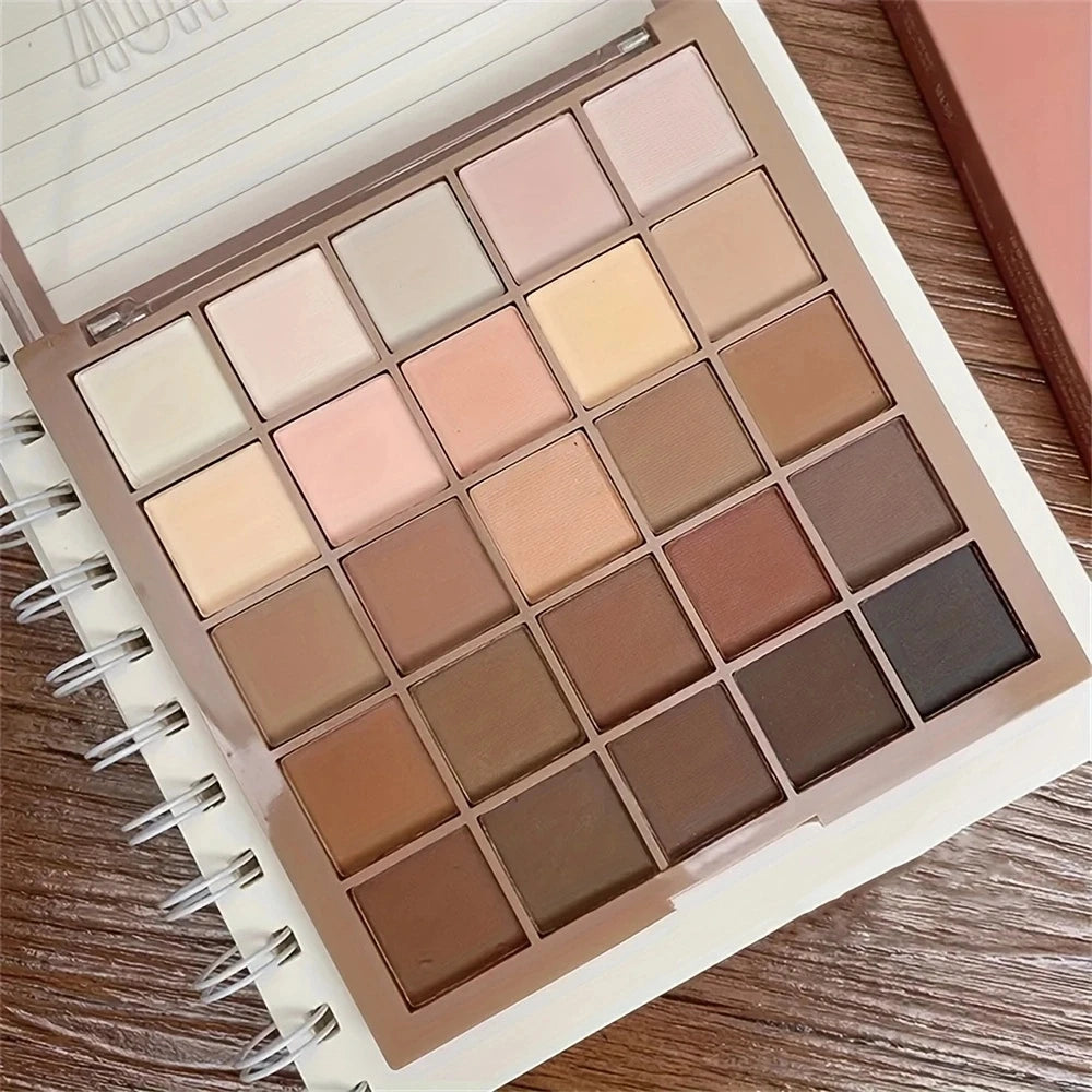 25-Color Neutral Earth Tone Eyeshadow Palette with Matte & Shimmer Shades