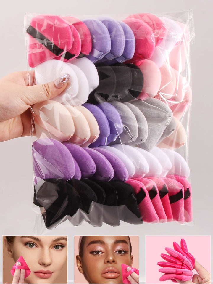 50PCS Triangle Powder Puff Set for Foundation & Loose Powder