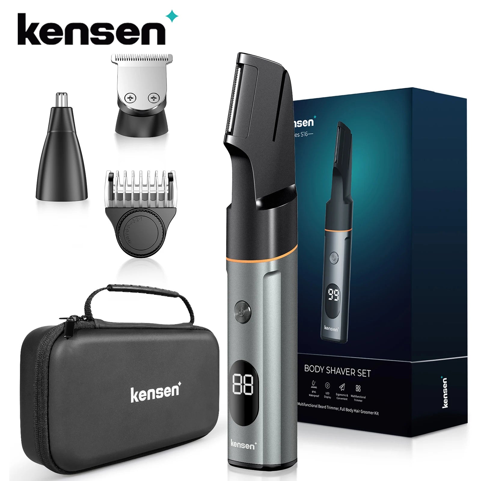 3-in-1 Waterproof Men’s Body Hair Trimmer Kit