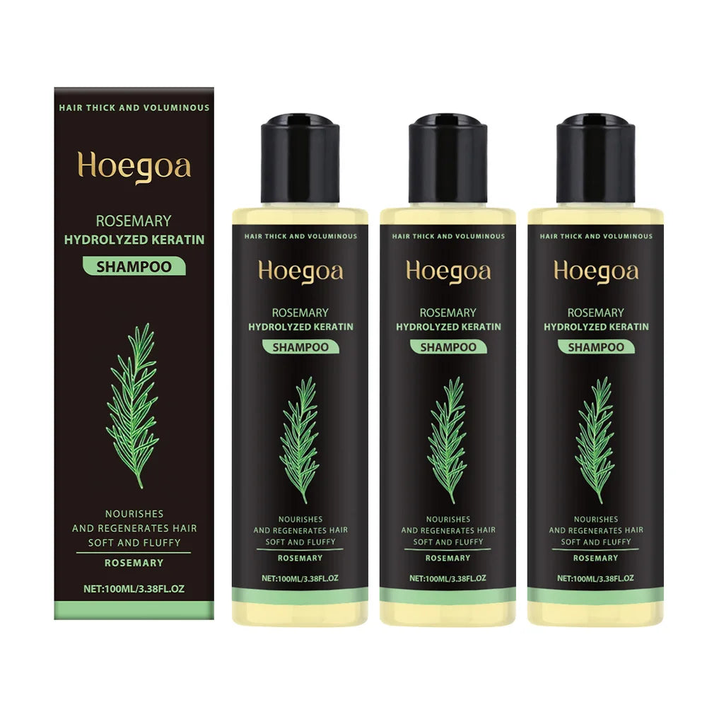 3PCS Rosemary Keratin Hair Growth Shampoo for Thick & Smooth Hair