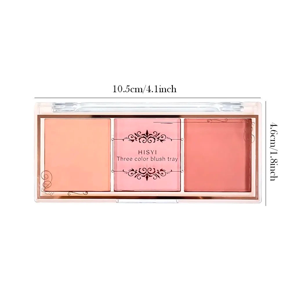 Three-Color Matte Blush Palette for Natural Rosy Glow