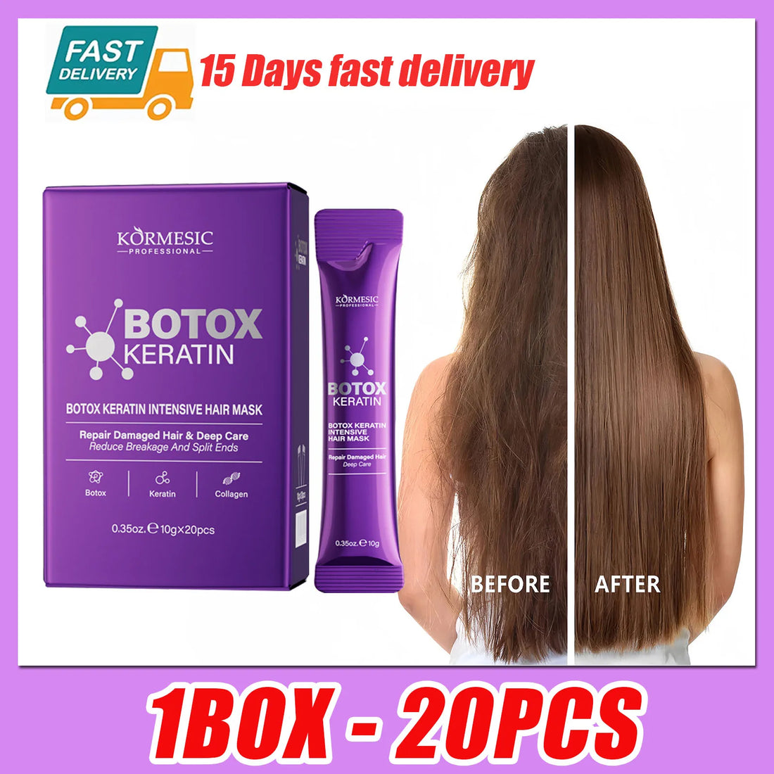 Keratin Hair Repair Mask for Smooth Shiny & Frizz-Free Hair