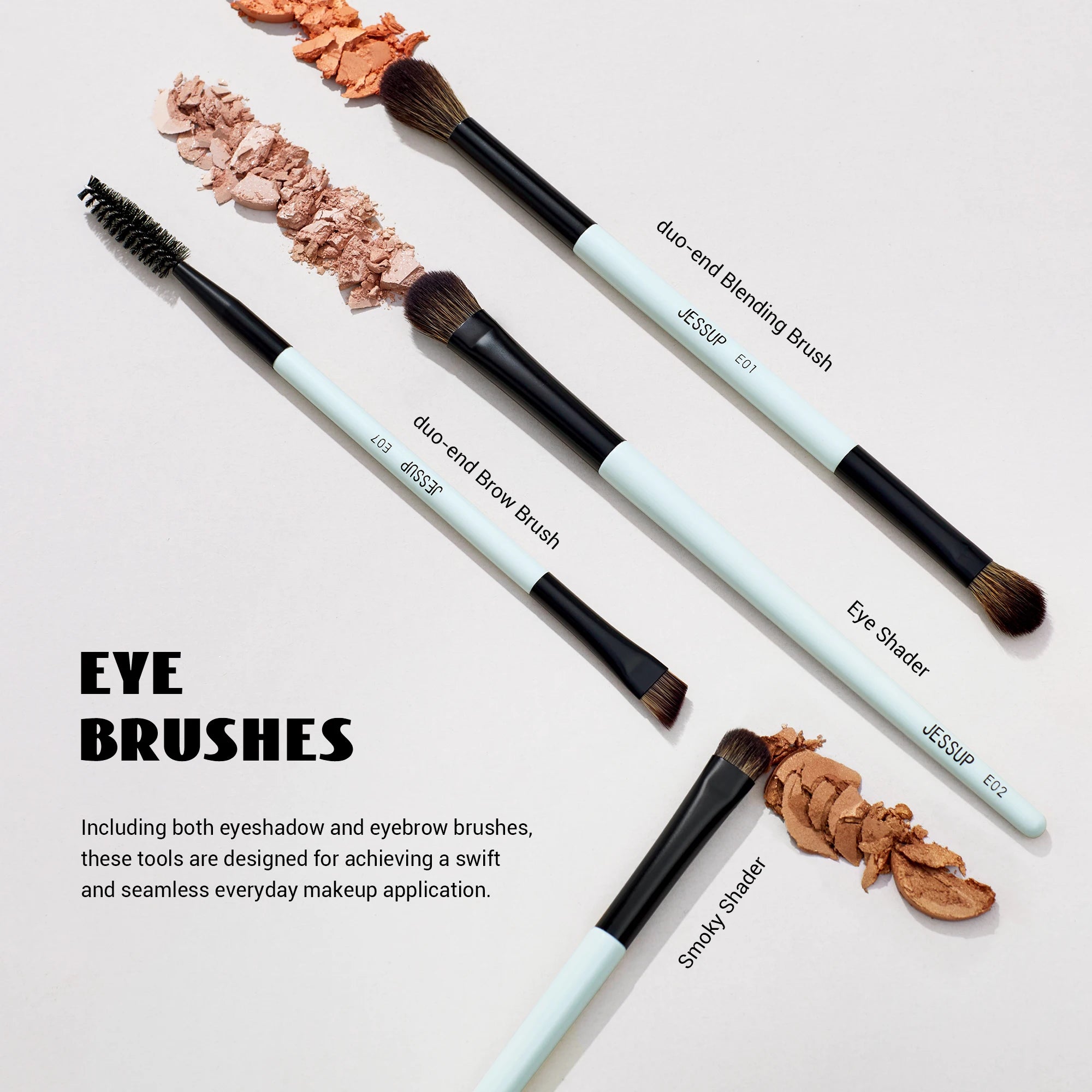 Jessup Double-Sided Makeup Brush Set for Foundation & Blending