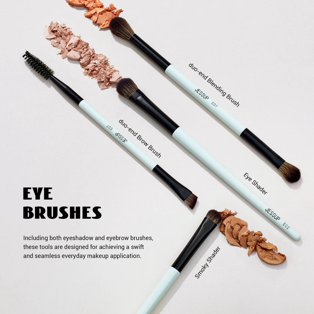 Jessup Double-Sided Makeup Brush Set for Foundation & Blending