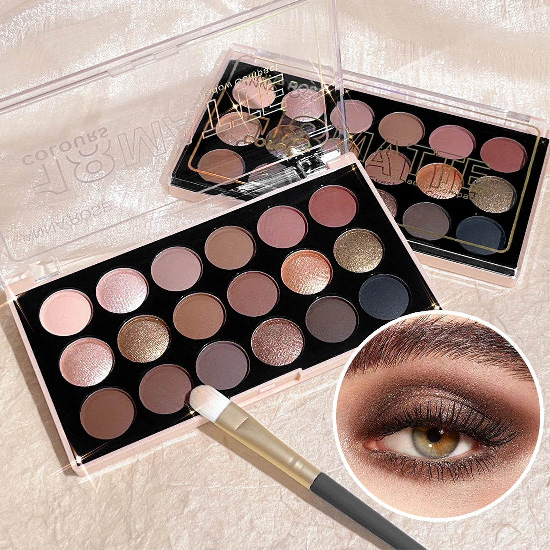 18-Color Long-Lasting Eyeshadow Palette with Matte & Glitter Shades