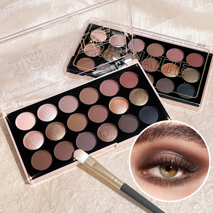 18-Color Long-Lasting Eyeshadow Palette with Matte & Glitter Shades