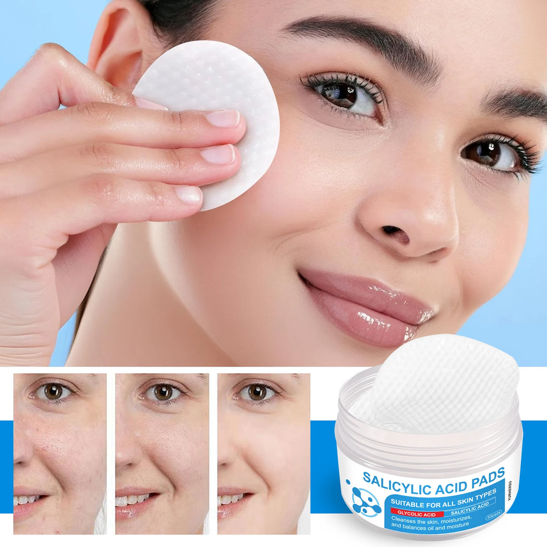 Dual-Effect AHA BHA Exfoliating Facial Toner Pads