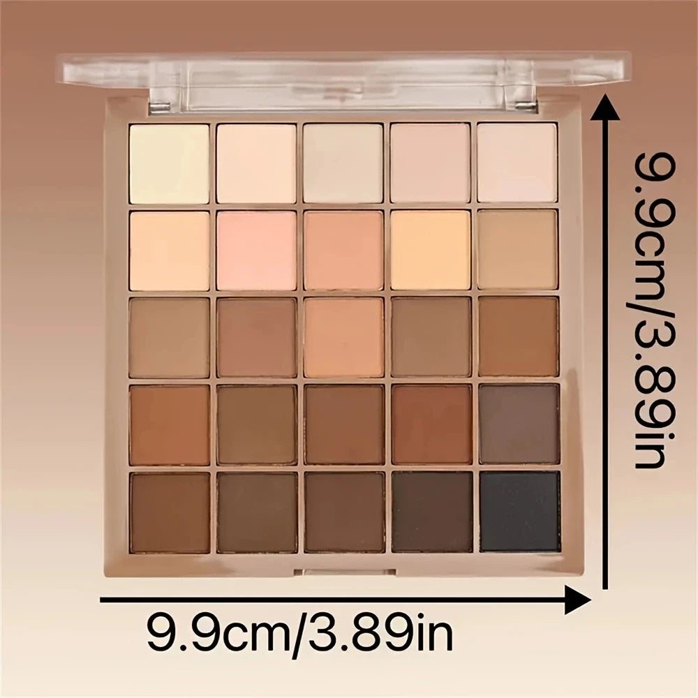 25-Color Neutral Earth Tone Eyeshadow Palette with Matte & Shimmer Shades