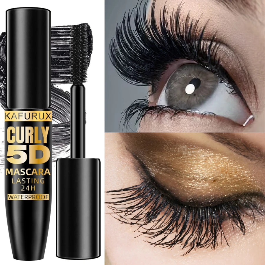 5D Black Waterproof Silk Fiber Mascara for Long Thick Lashes