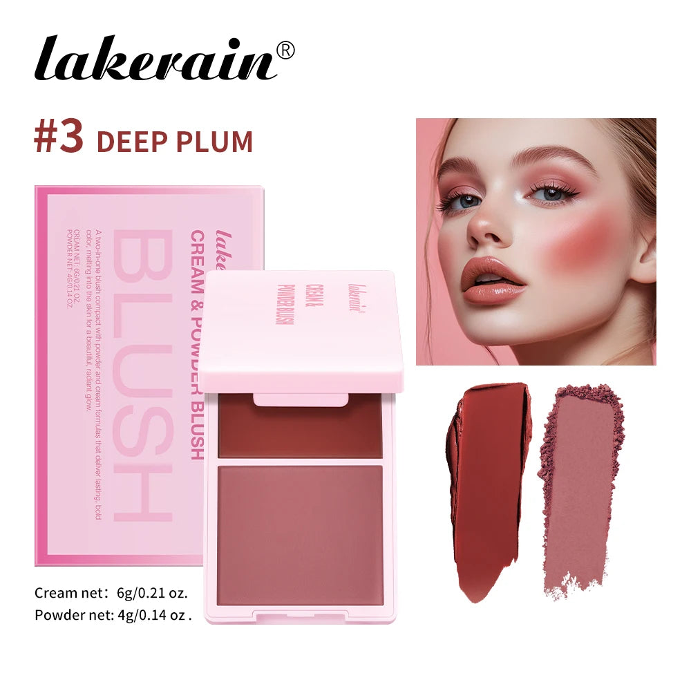 5-Color Matte Cream & Powder Blush Palette for Natural Rosy Glow