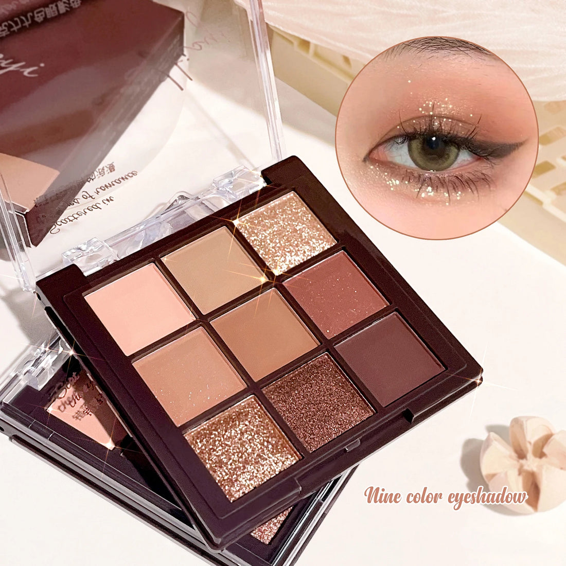Mocha Chocolate 9-Color Eyeshadow Palette with Matte & Shimmer Shades