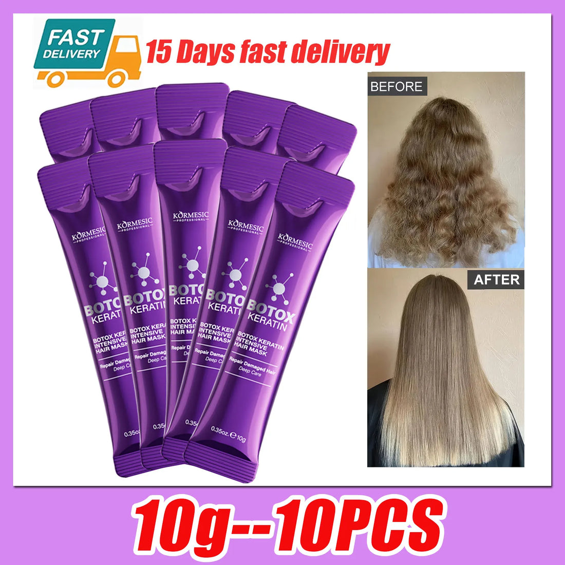 Keratin Hair Repair Mask for Smooth Shiny & Frizz-Free Hair