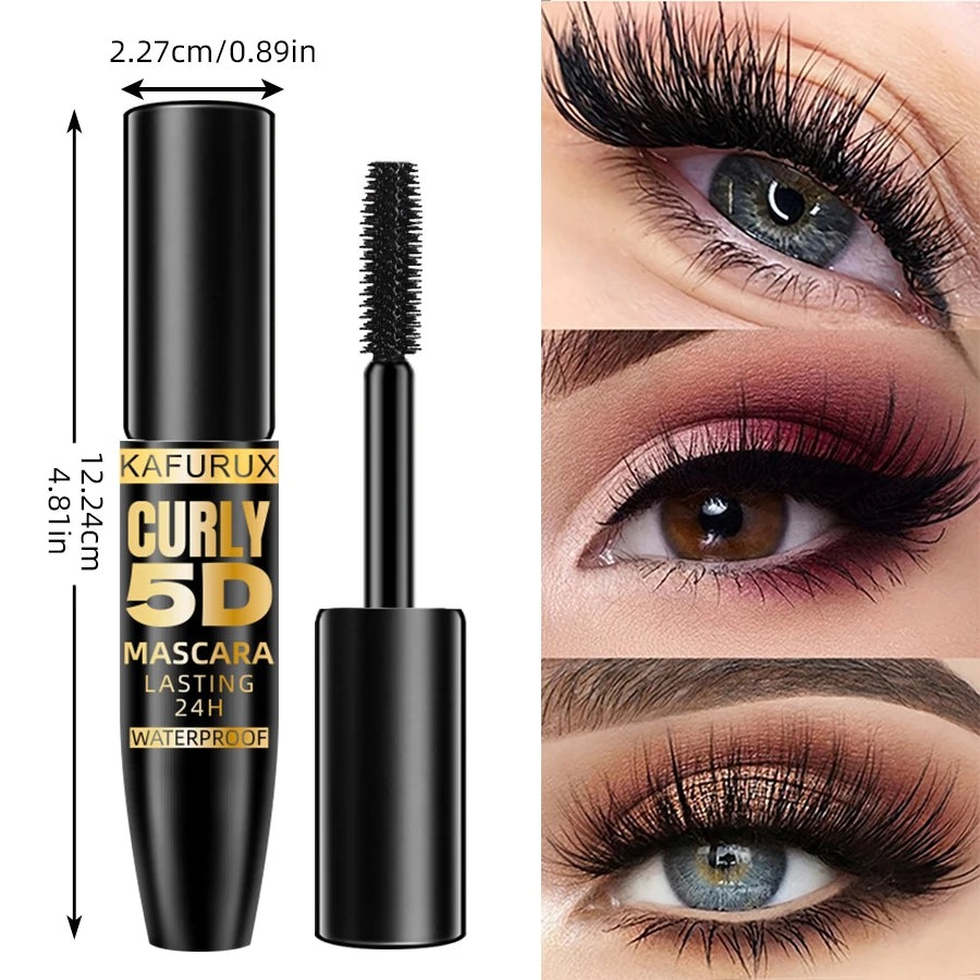 5D Black Waterproof Silk Fiber Mascara for Long Thick Lashes