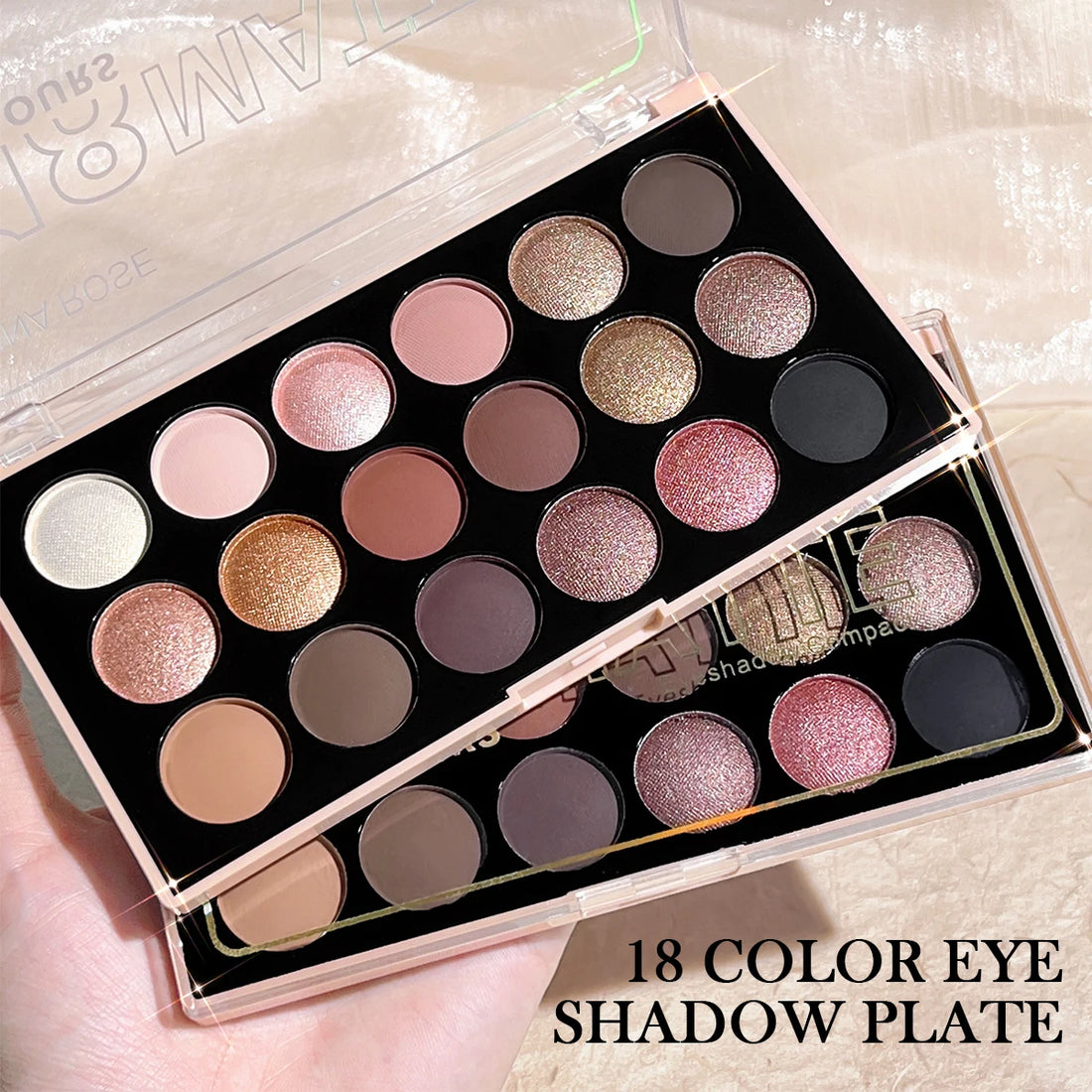 18-Color Long-Lasting Eyeshadow Palette with Matte & Glitter Shades
