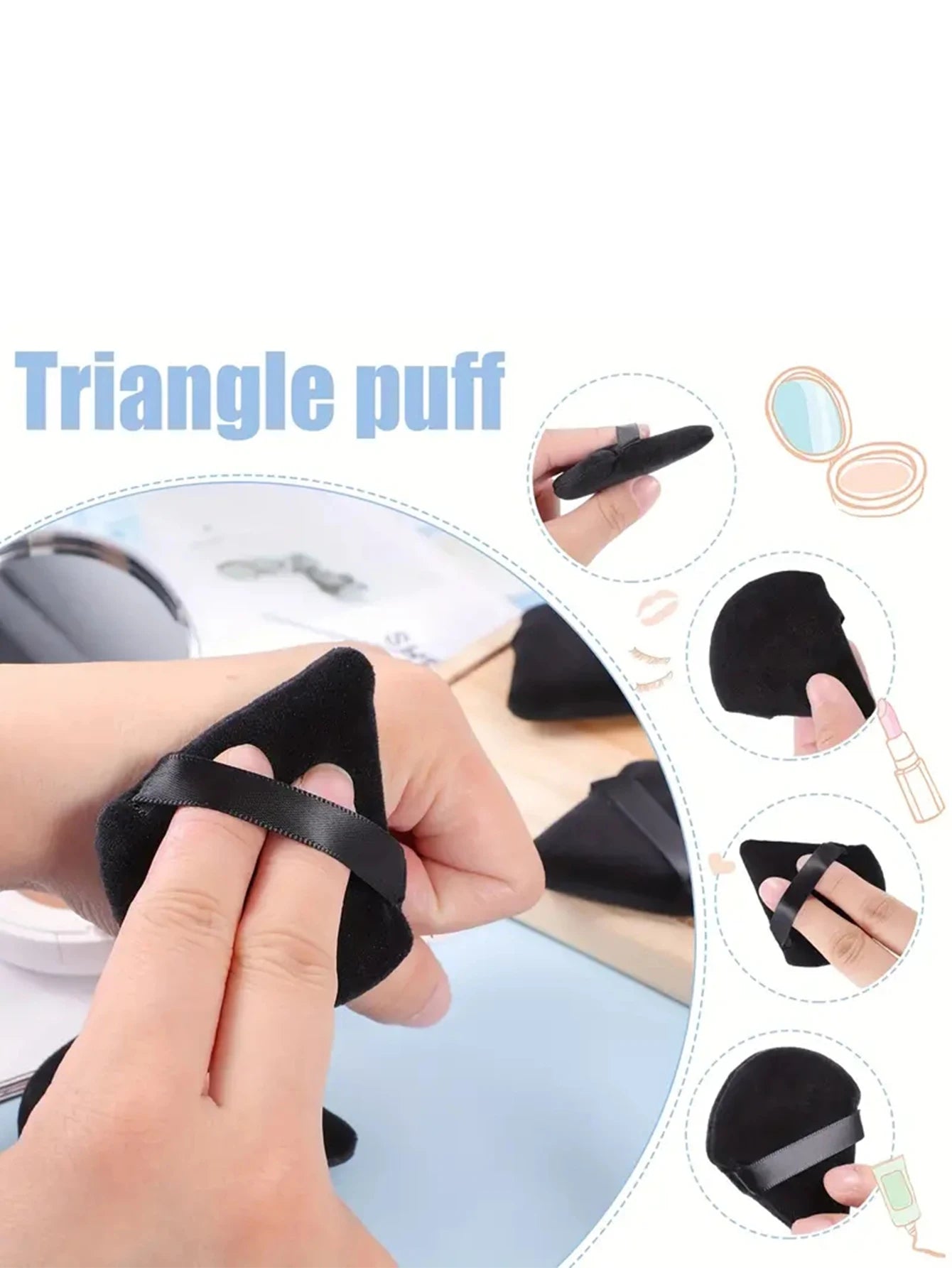 50PCS Triangle Powder Puff Set for Foundation & Loose Powder