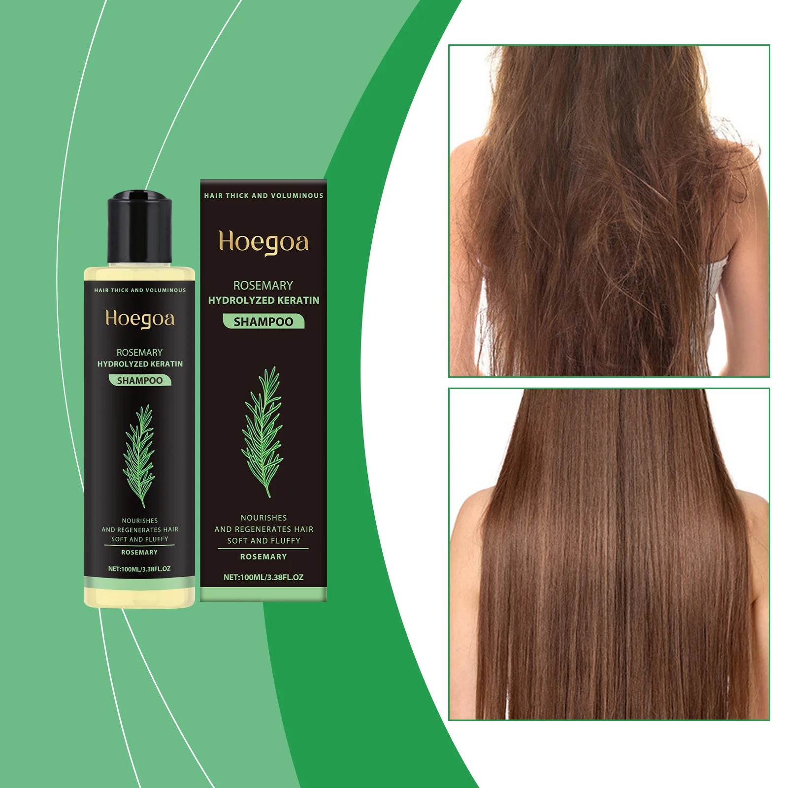 3PCS Rosemary Keratin Hair Growth Shampoo for Thick & Smooth Hair